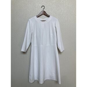 NWOT Eliza J white a-line dress 12 classic 3/4 sleeves knee length capsule city